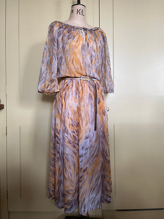1 Spring Has Sprung Collection: 1970’s Sheer Feather Print Dress