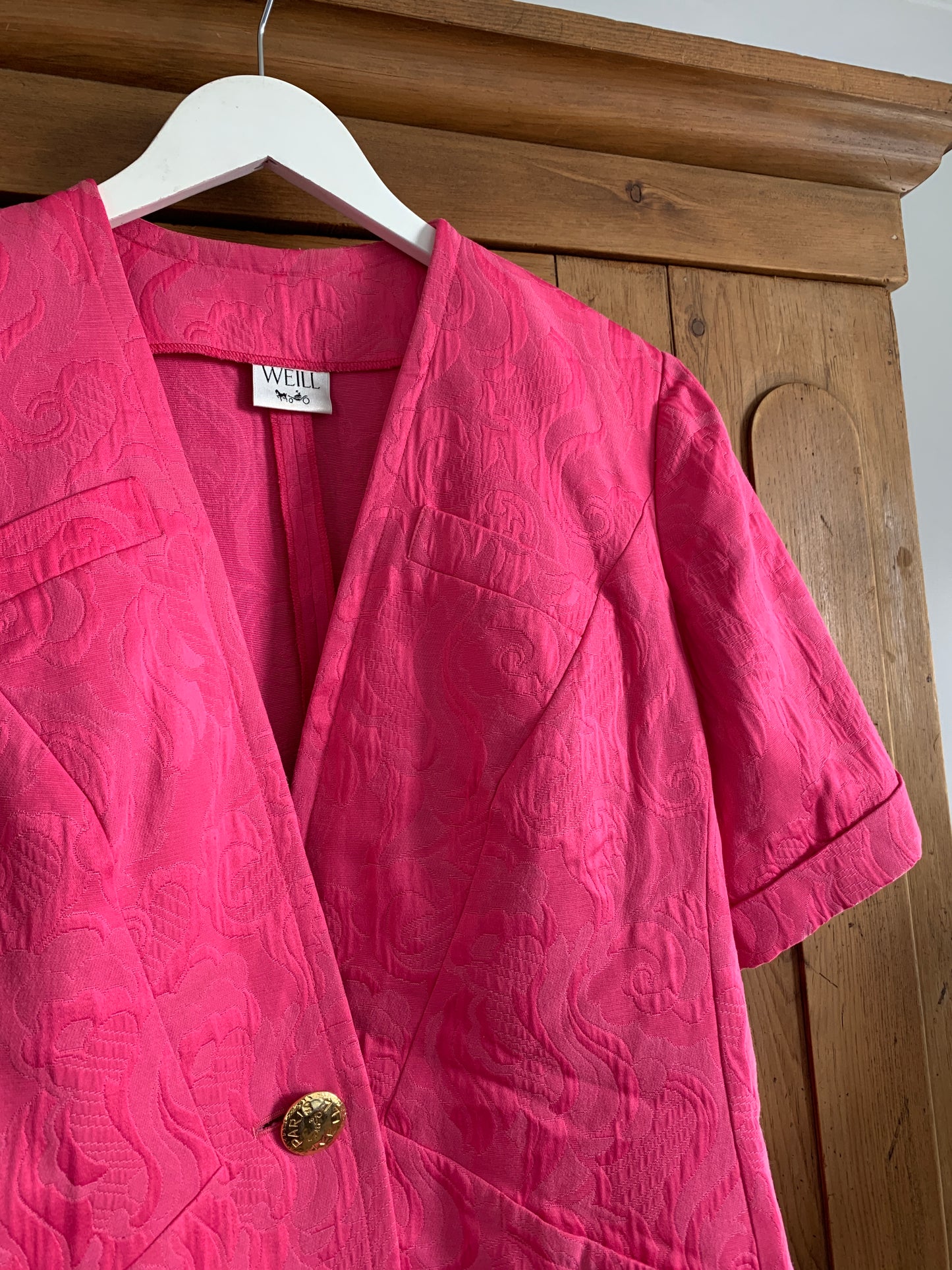 2 The French Finds Collection: Vintage French WEILL Paris Barbie Pink Jacquard Jacket