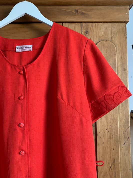 2 The French Finds Collection: Christian Michel 80’s French Vintage Red Loose Drop Waist Red Short Dress with Pleats