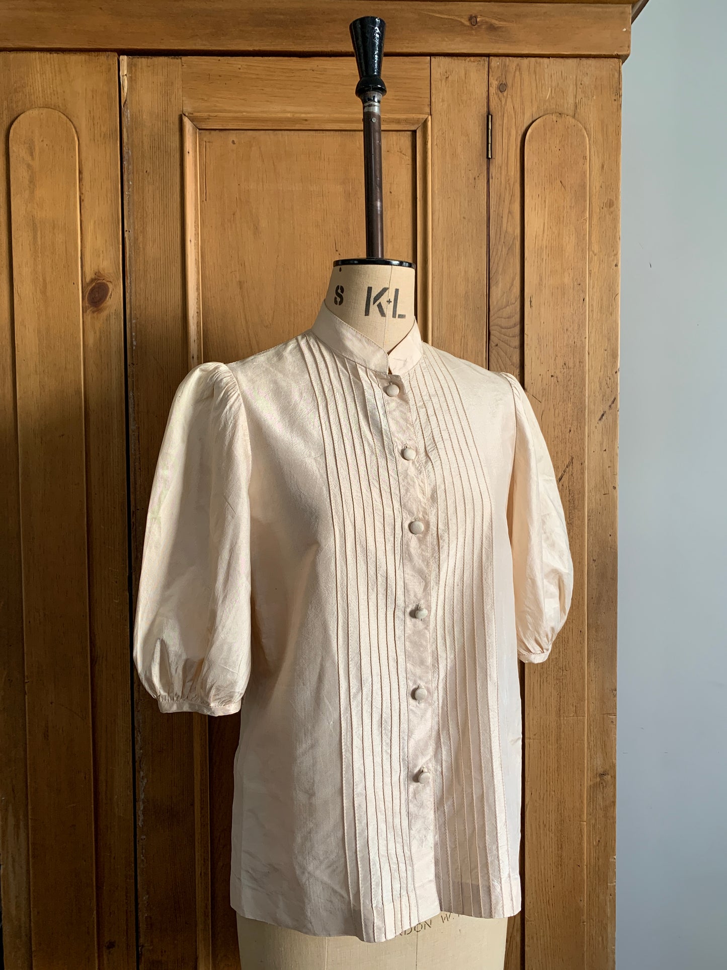 2 The French Finds Collection: Pearly Pink Silk Puff Sleeve Blouse