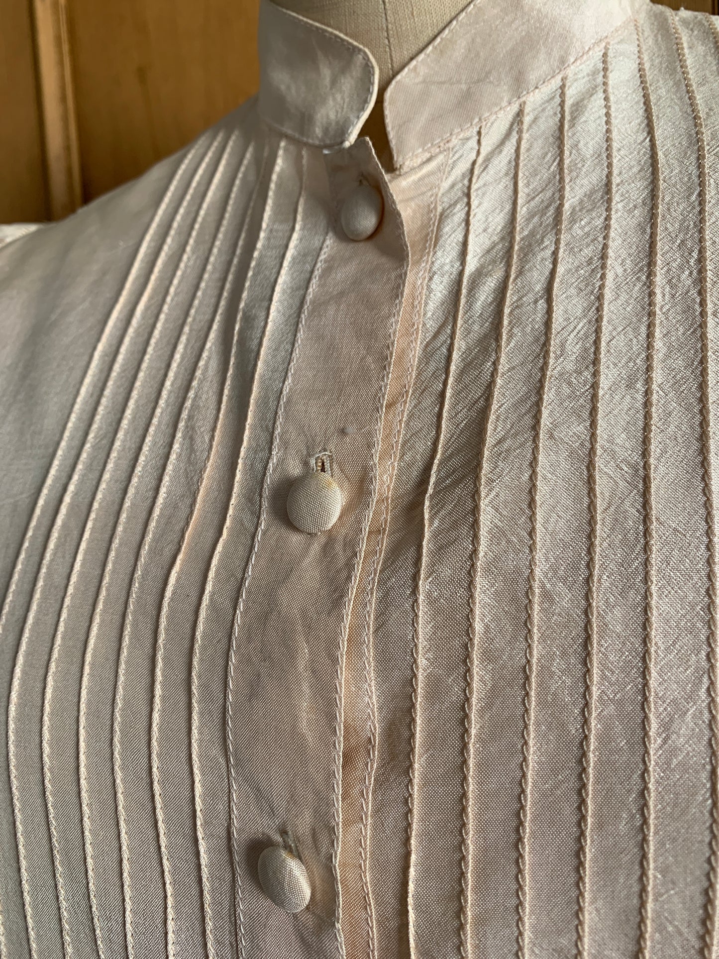 2 The French Finds Collection: Pearly Pink Silk Puff Sleeve Blouse
