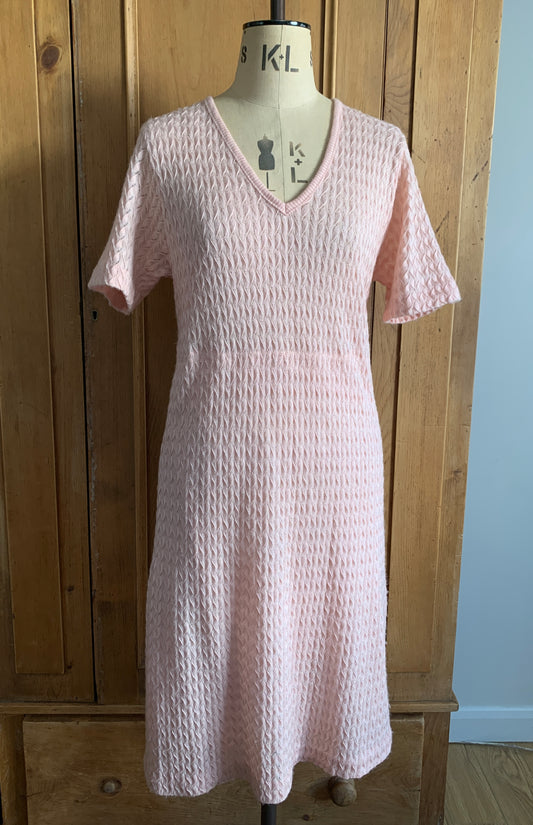 2 The French Finds Collection: Italian Vintage Candy-floss Pink Knit V-neck Dress