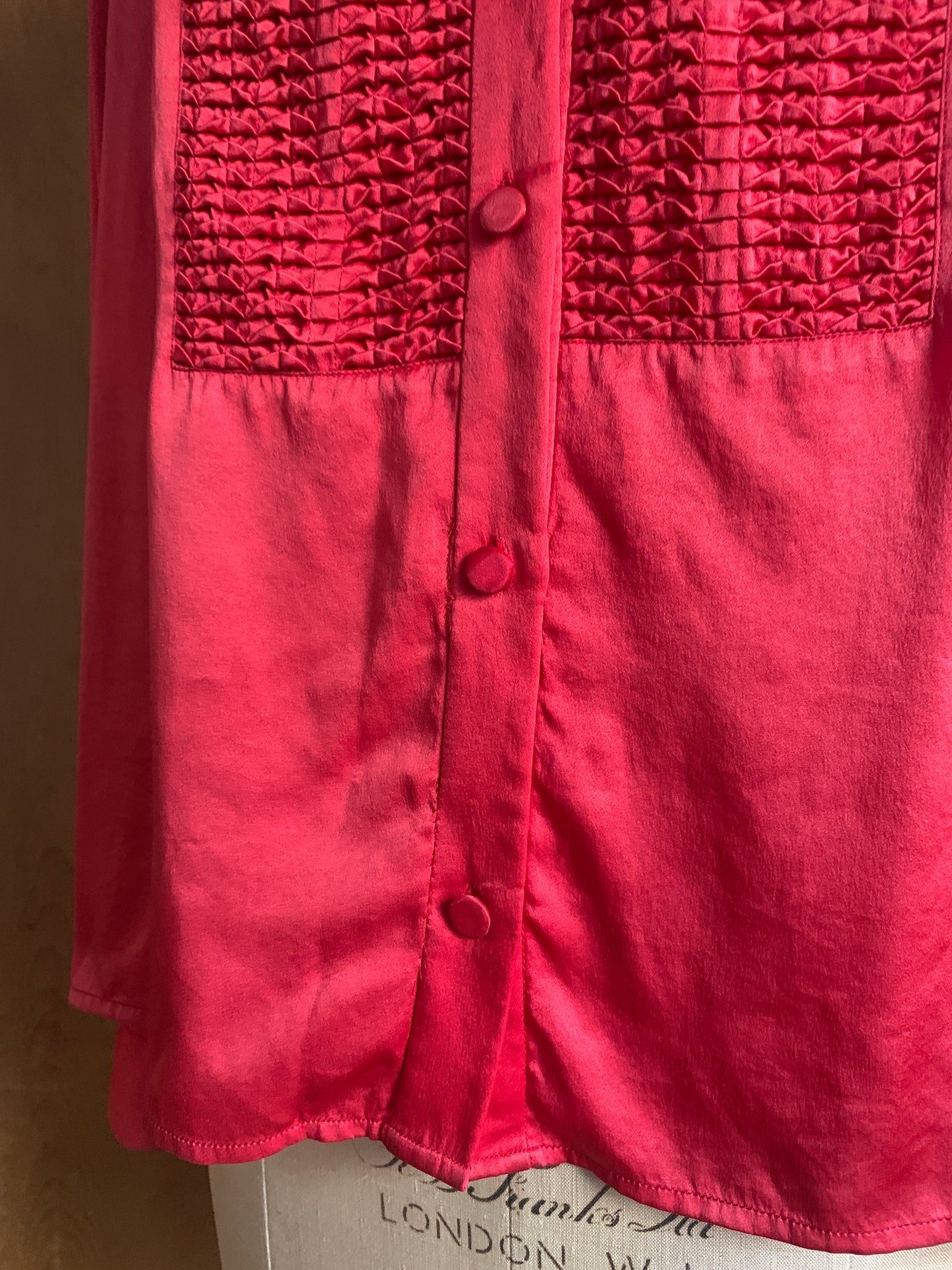 2 The French Finds Collection: Faded Red Silk Rouched Shirt Blouse
