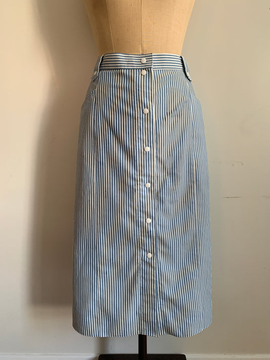 3 The Western Basics Collection: 1980’s St Michael’s Western Style Nautical Stripe Seersucker Pencil Skirt