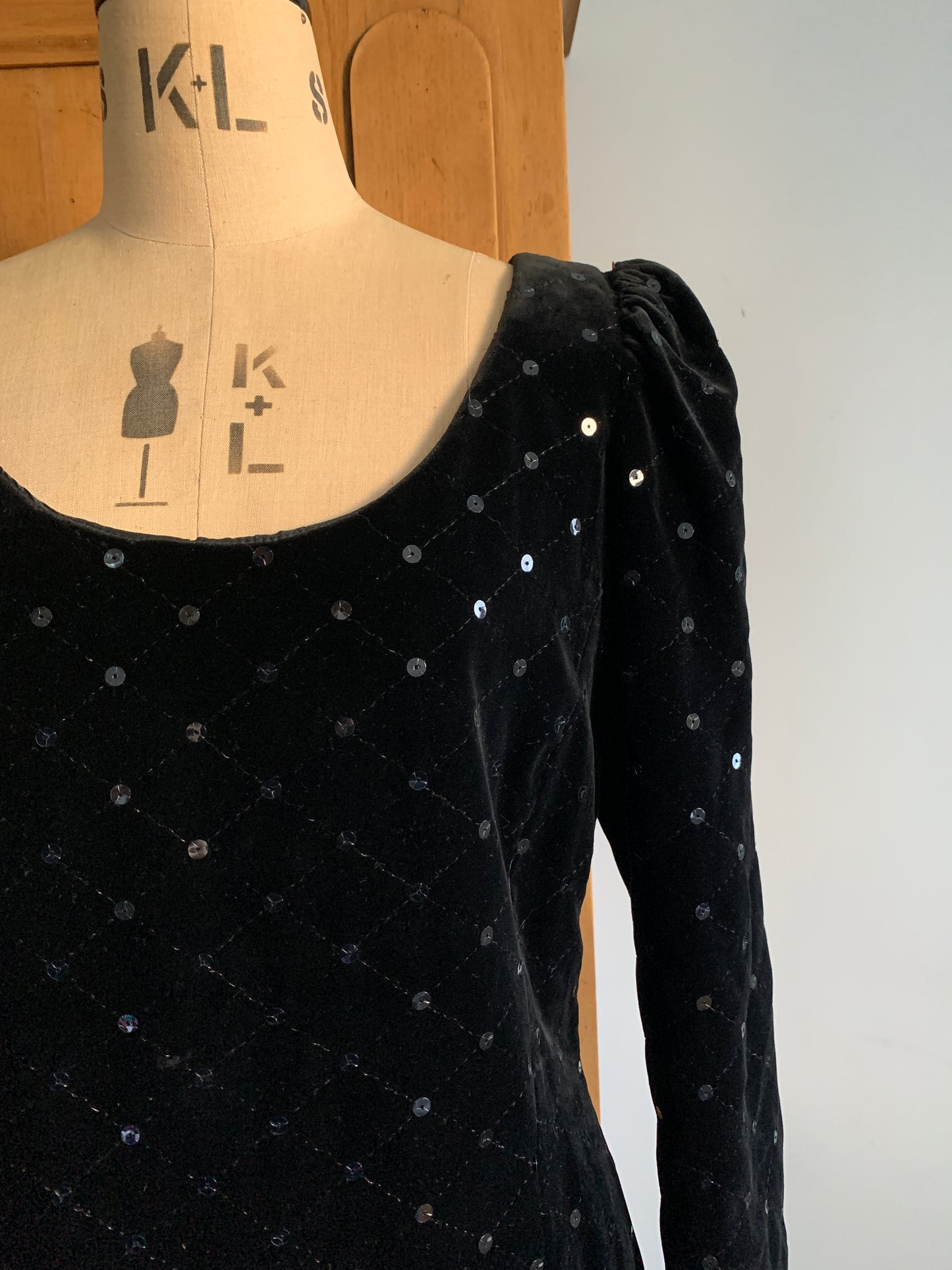 1 Party Time Pals Collection: 90’s Black Velvet Sequin ‘Country Casuals’ Short Dress
