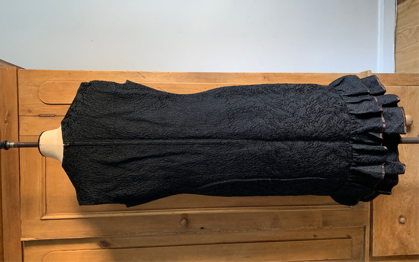 1 Party Time Pals Collection: 1960’s Black Astrakan Style Wiggle Dress with Ruffle Hem