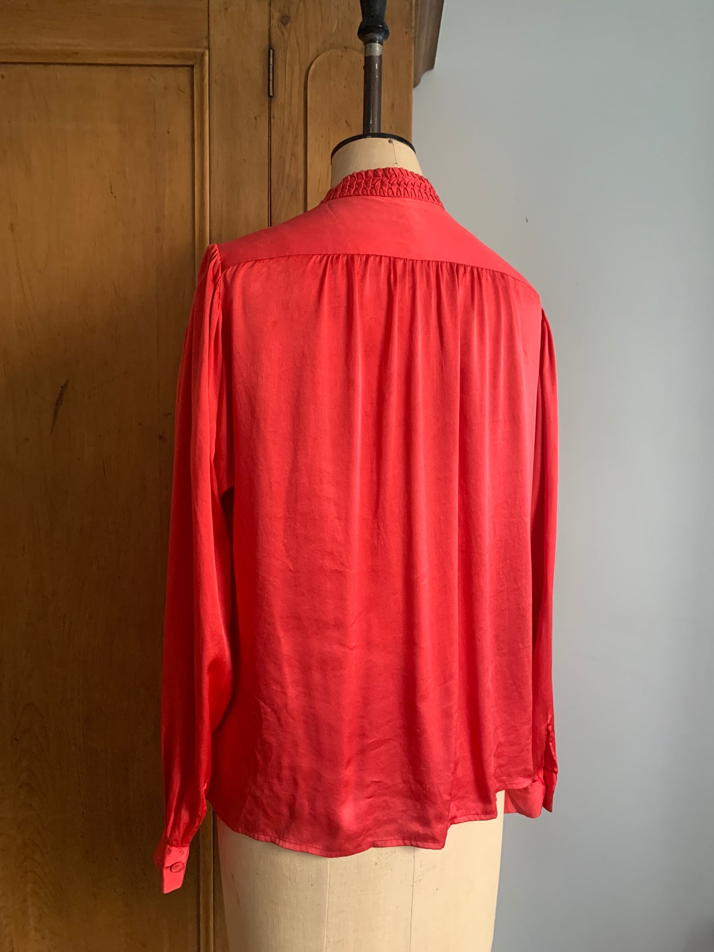 2 The French Finds Collection: Faded Red Silk Rouched Shirt Blouse