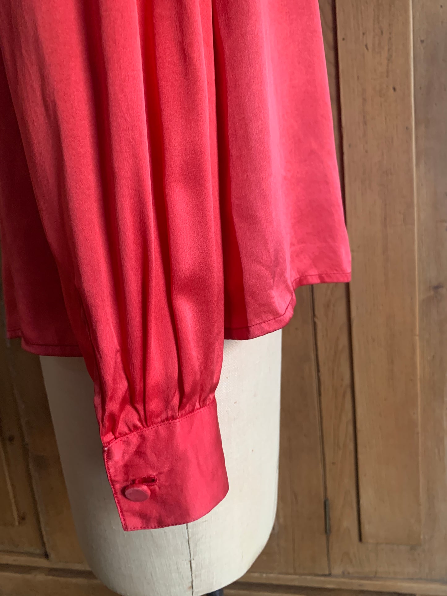 2 The French Finds Collection: Faded Red Silk Rouched Shirt Blouse