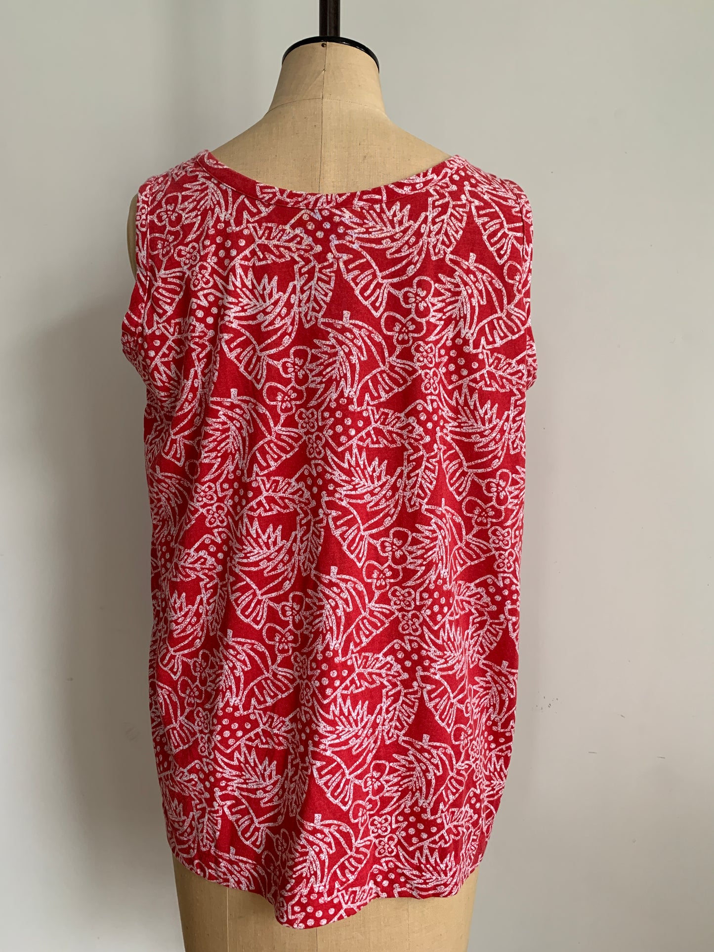 80’s Red Sleeveless Tropical Beach Top