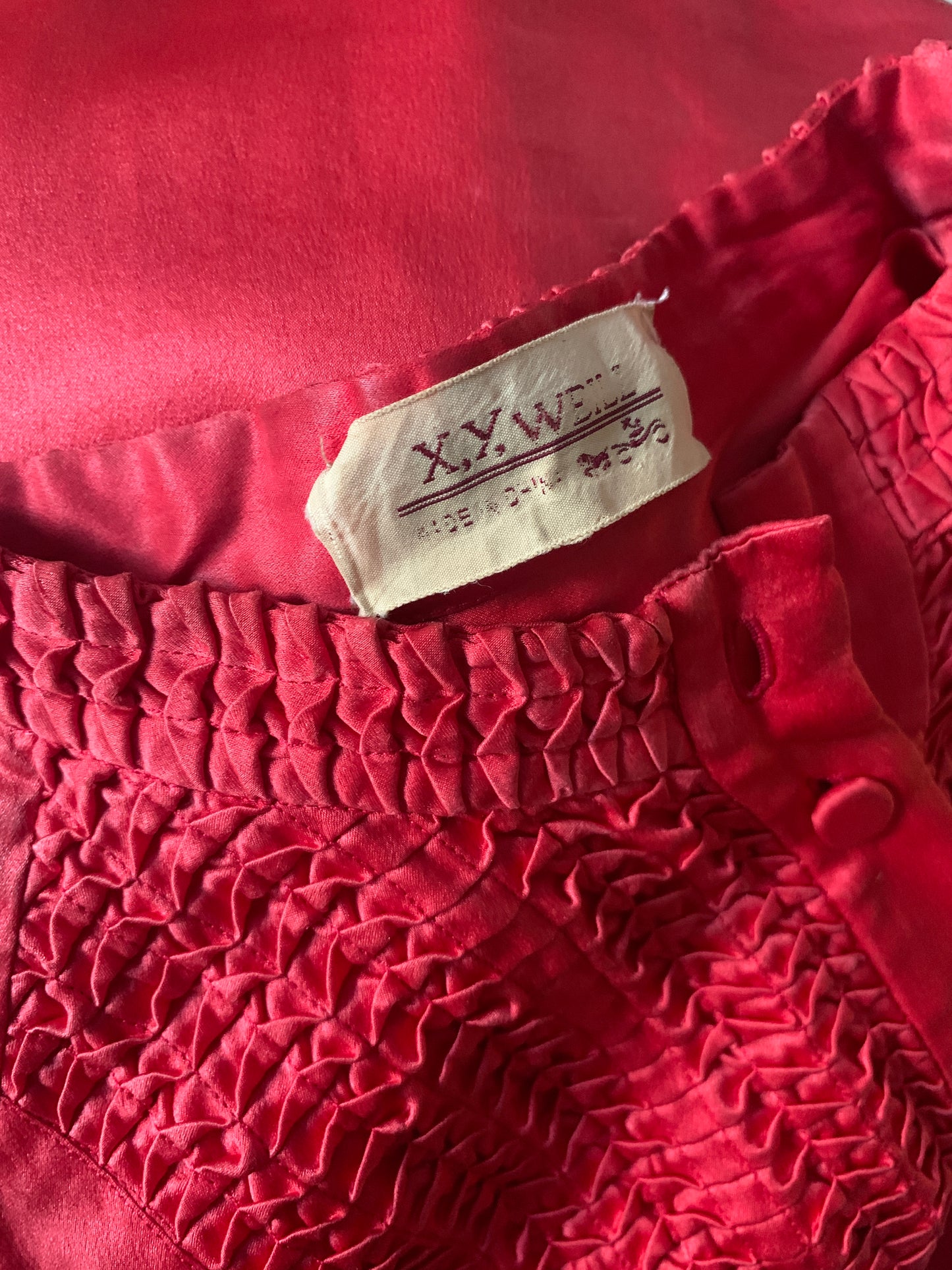 2 The French Finds Collection: Faded Red Silk Rouched Shirt Blouse