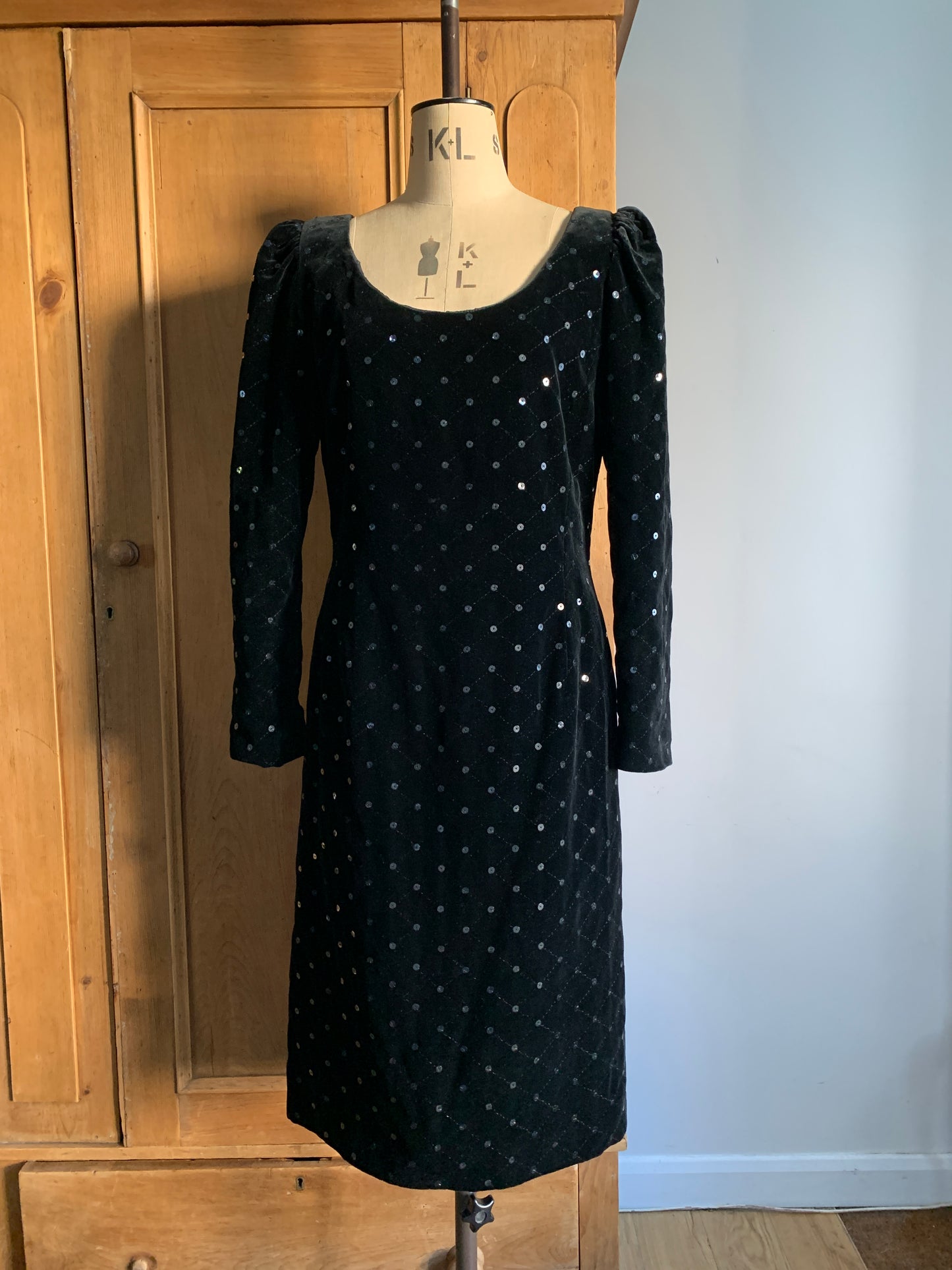 1 Party Time Pals Collection: 90’s Black Velvet Sequin ‘Country Casuals’ Short Dress