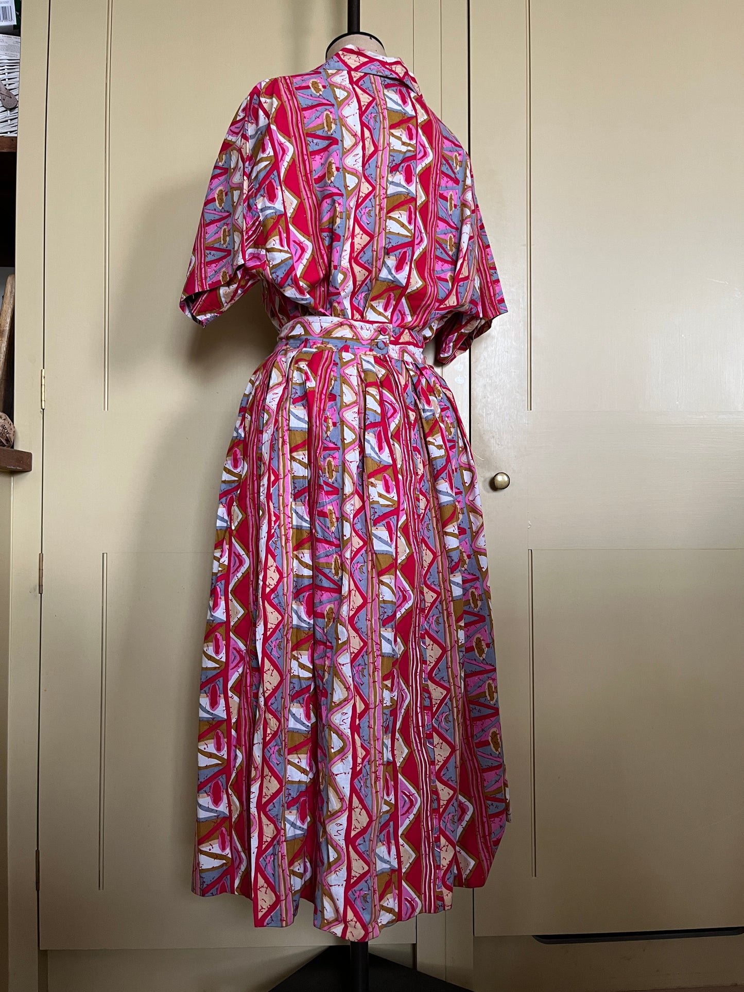 1 Spring Has Sprung Collection: 1950’s Pink Geometric Two Piece Skirt and Blouse Separates