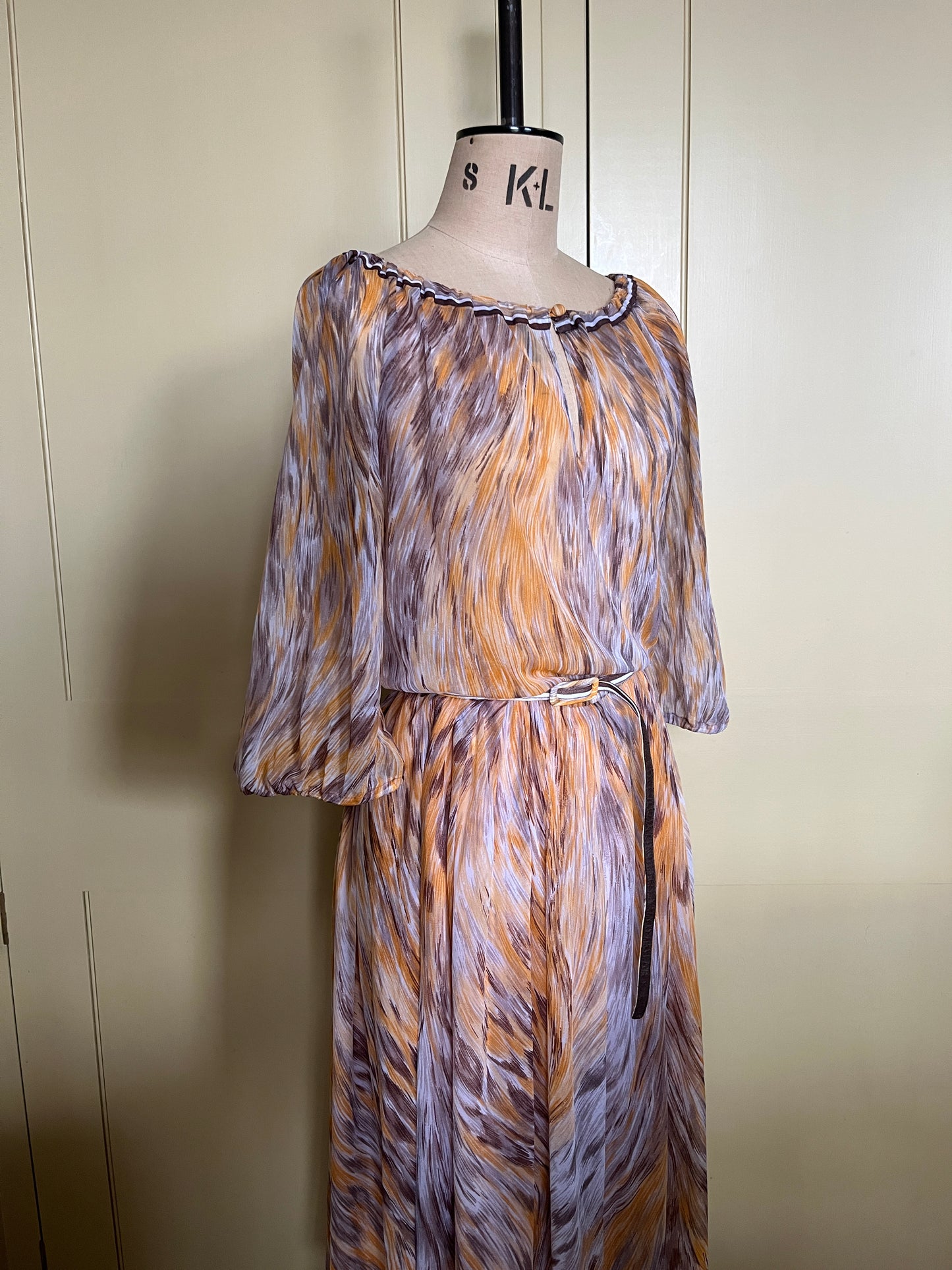 1 Spring Has Sprung Collection: 1970’s Sheer Feather Print Dress