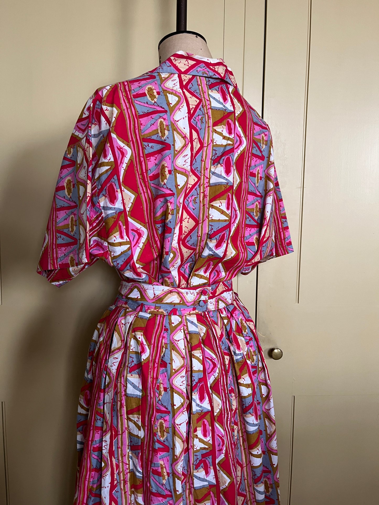 1 Spring Has Sprung Collection: 1950’s Pink Geometric Two Piece Skirt and Blouse Separates