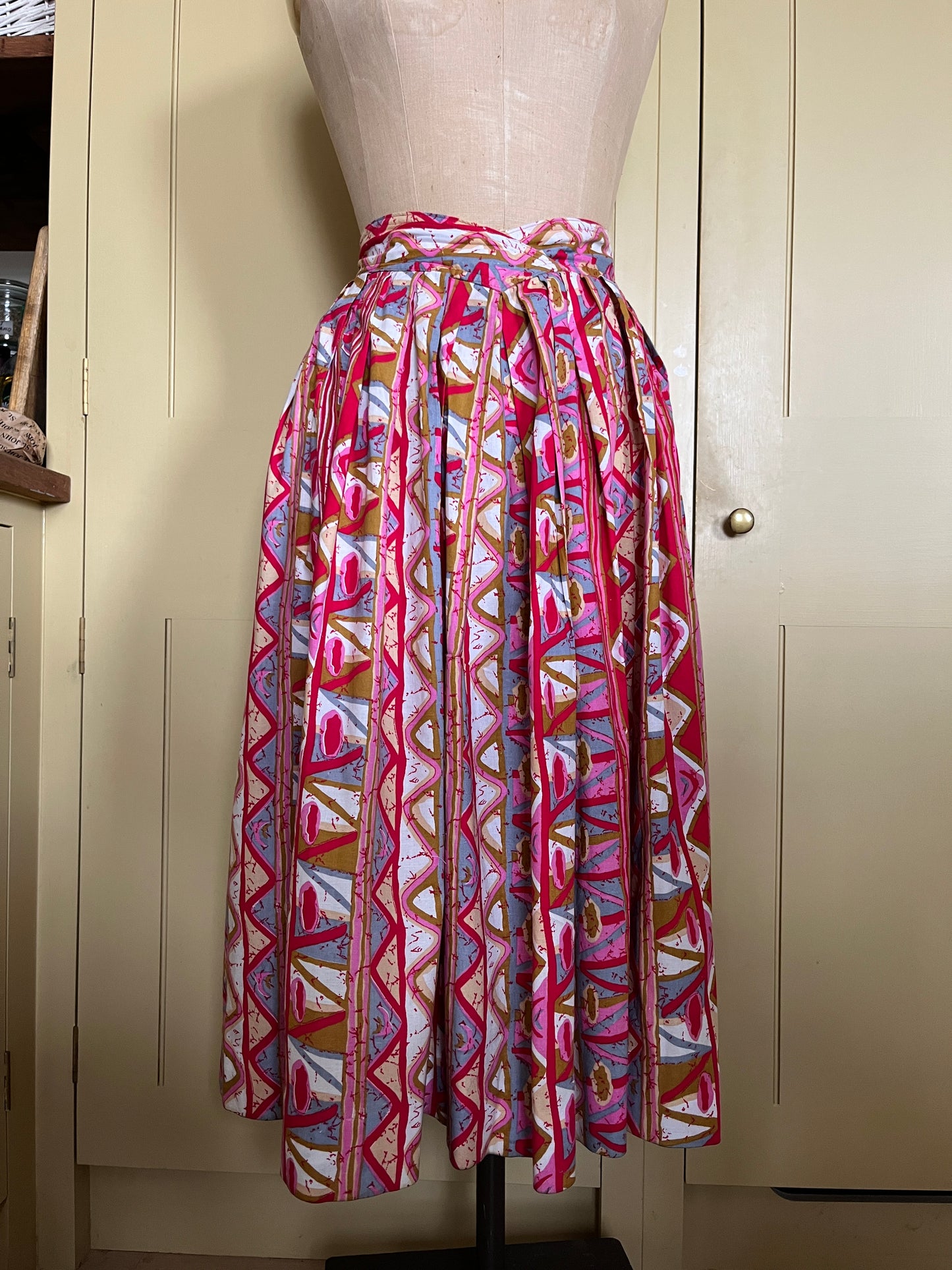 1 Spring Has Sprung Collection: 1950’s Pink Geometric Two Piece Skirt and Blouse Separates