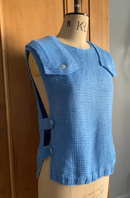 2 The French Finds Collection: Vintage Sailor Style Blue Sweater Vest