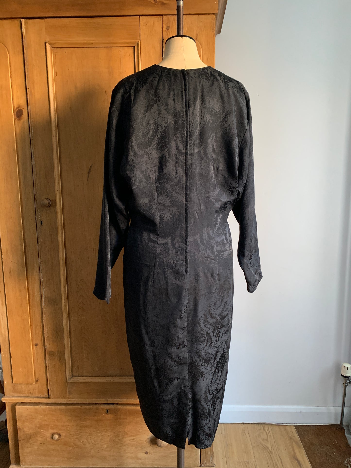 1 Party Time Pals Collection: 80’s Black Silky Film Noir Dress with Beading