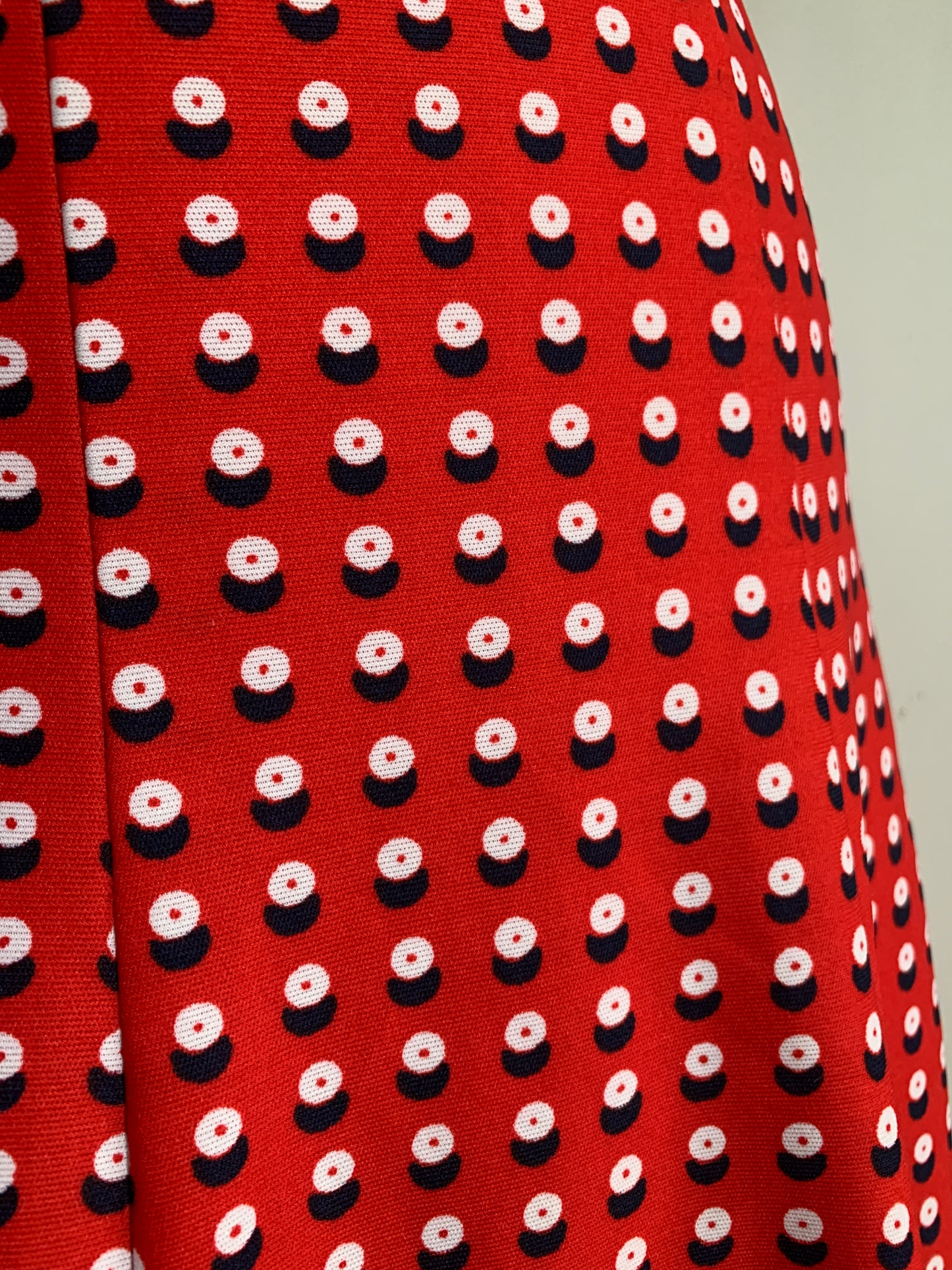 70’s Fit and Flare Red Graphic Dot Midi Skirt