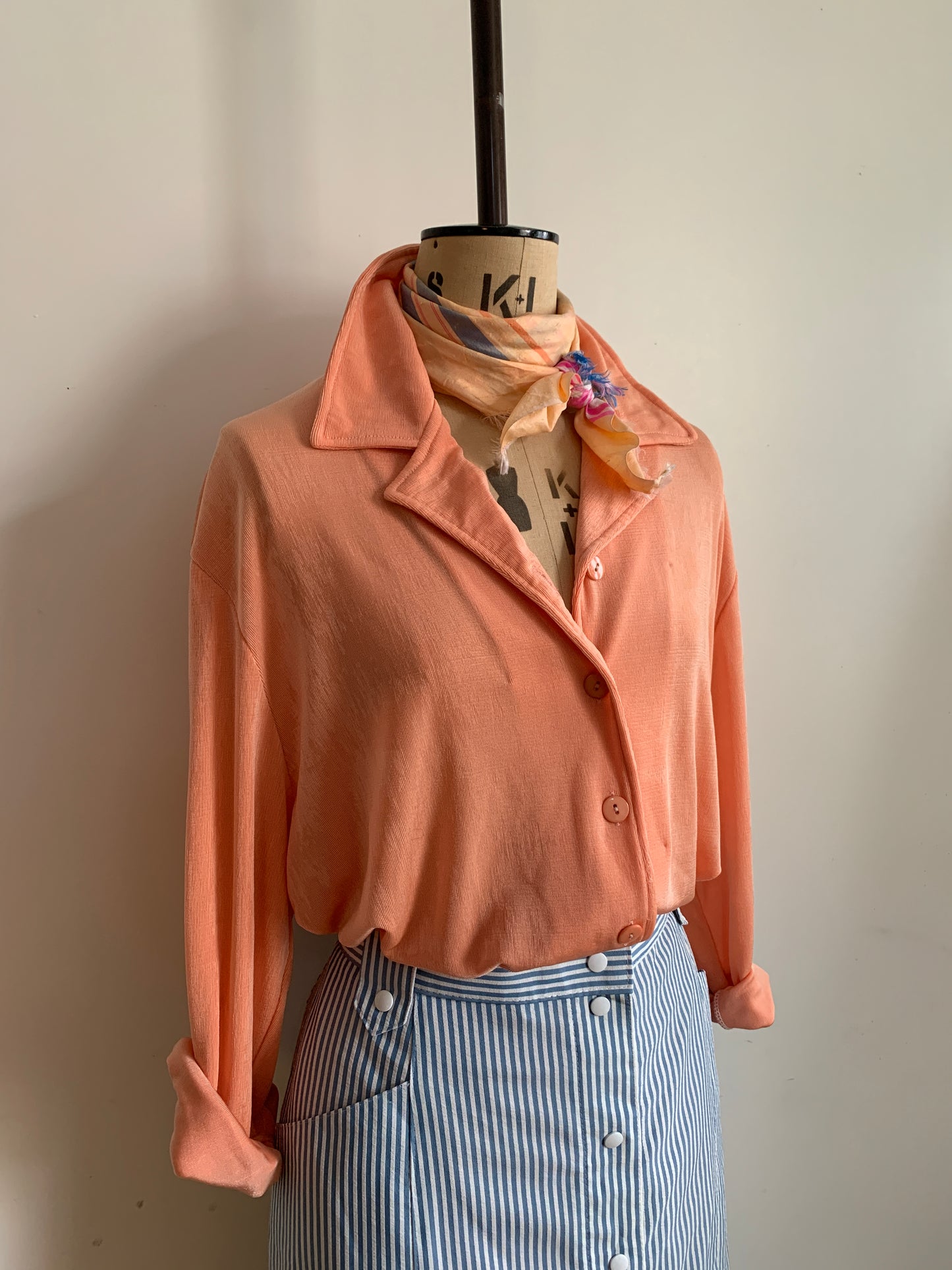 90’s Slinky Peach Oversized Shirt