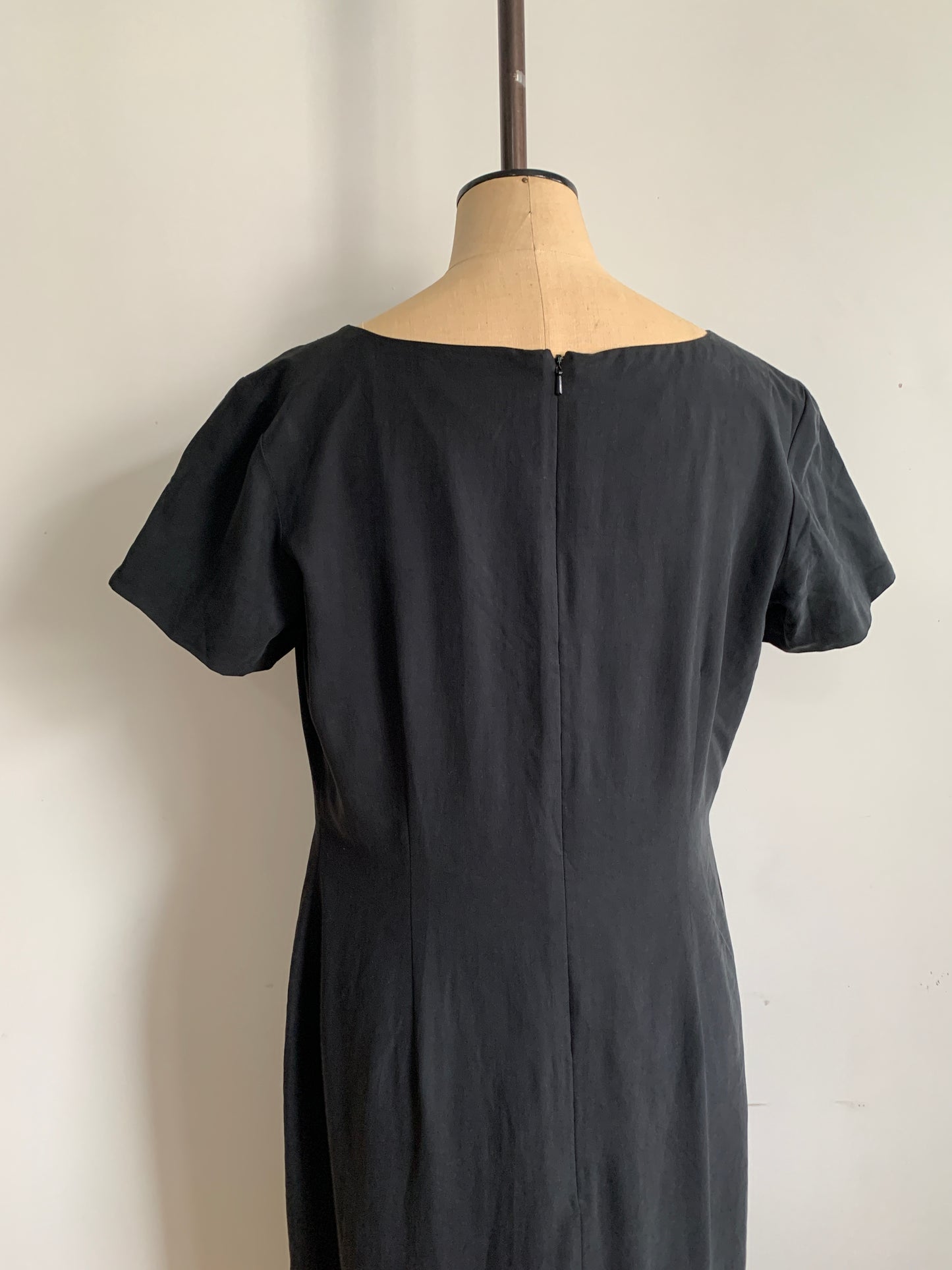 90’s Monsoon Silk Chinoiserie Style Black Maxi Dress