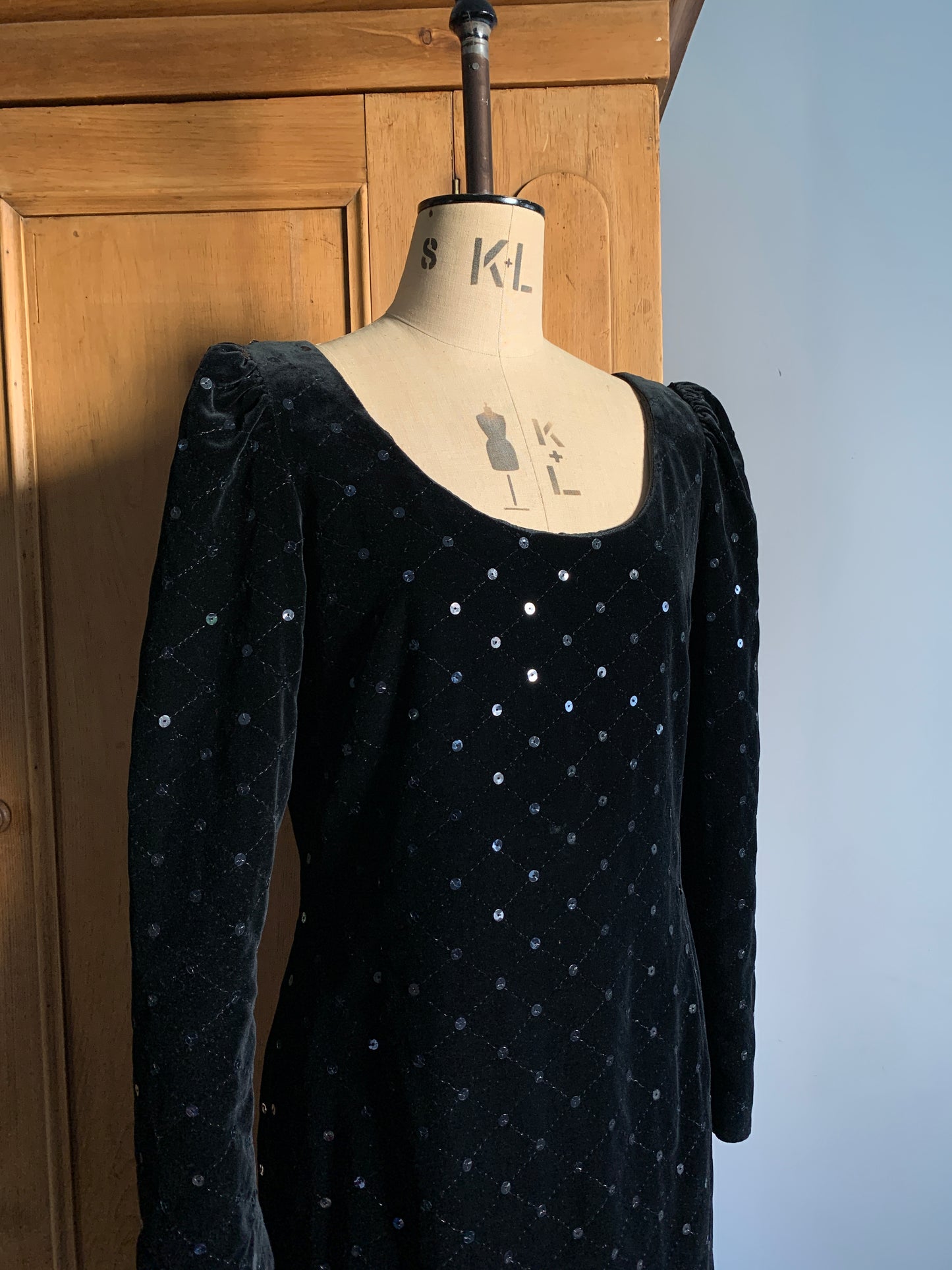 1 Party Time Pals Collection: 90’s Black Velvet Sequin ‘Country Casuals’ Short Dress